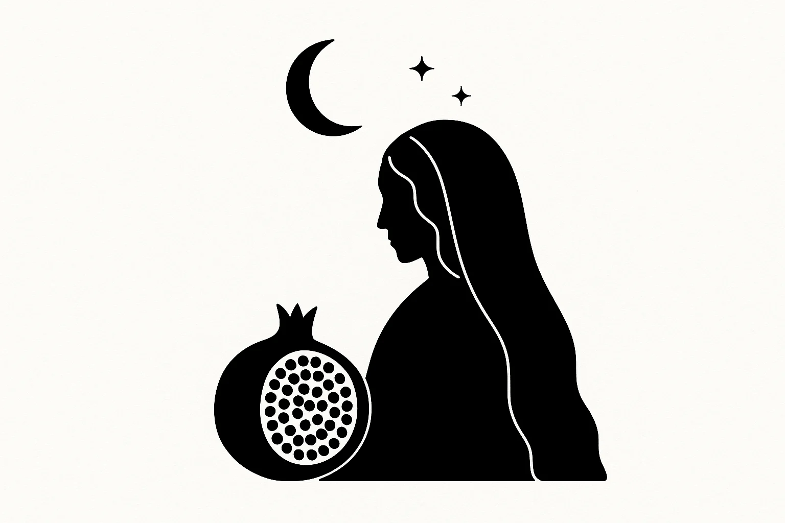 Moonlit pomegranate and silhouette